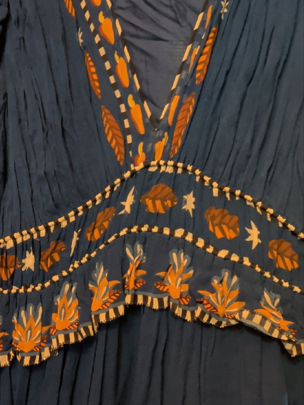FARM Rio Navy Maxi Dress with Rust and Cream Floral Print - Picture 4 of 5